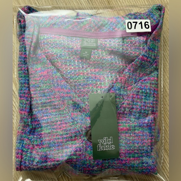 Women's V-Neck Button-Front Cardigan - Wild Fable™ Purple Abstract XS - Picture 11 of 11